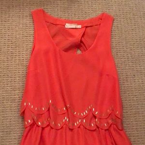 Coral Lush dress with cute sequins & scallop edges